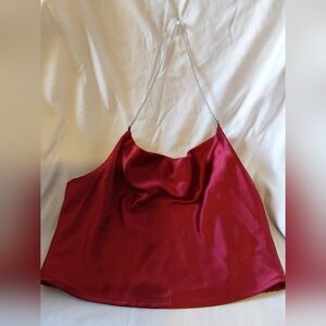 Shein Tops, Women's Size Medium Red Satin Halter Top